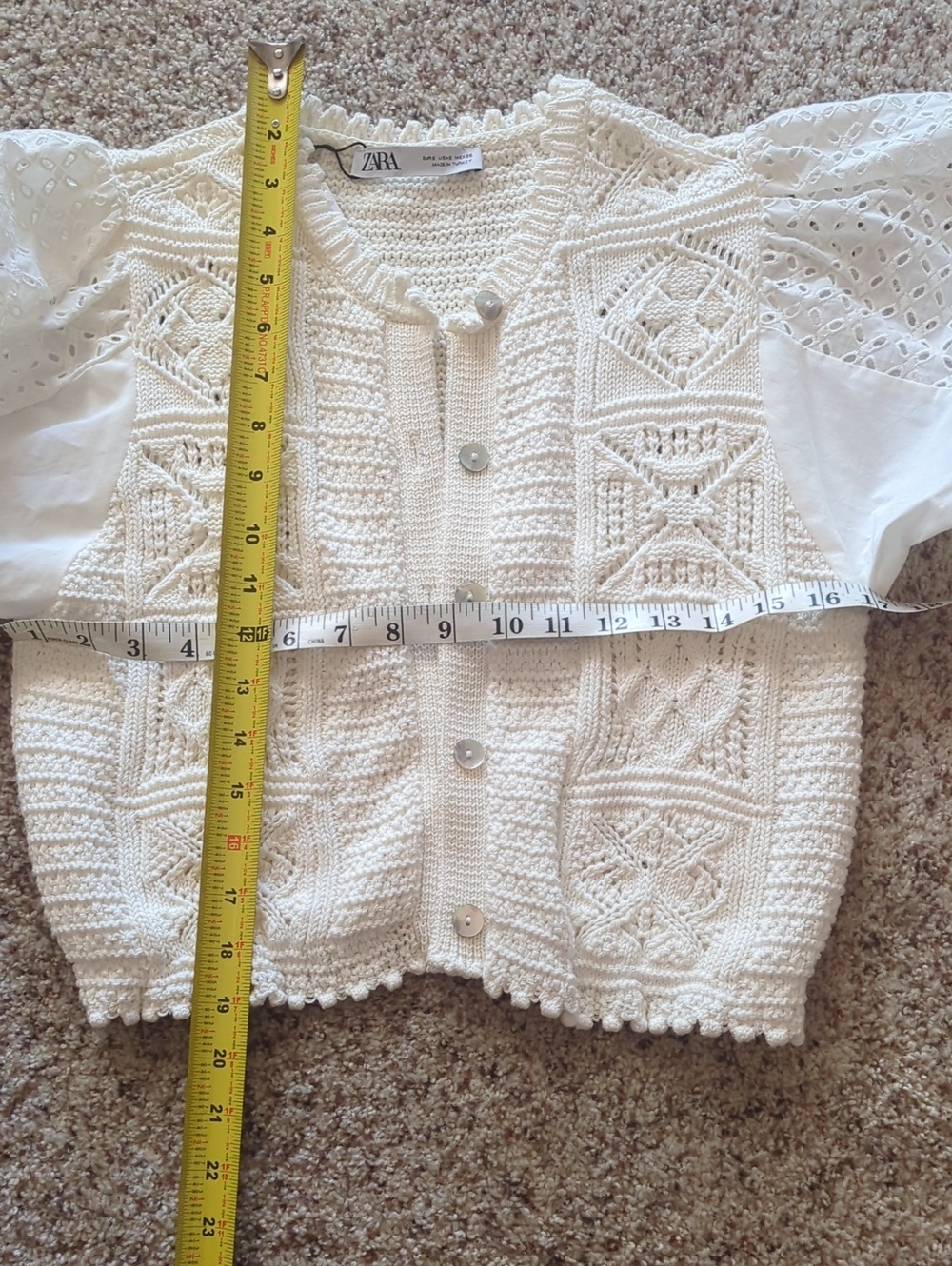 Zara Crochet Eyelet Sweater Size Medium NWT - Picture 4 of 4